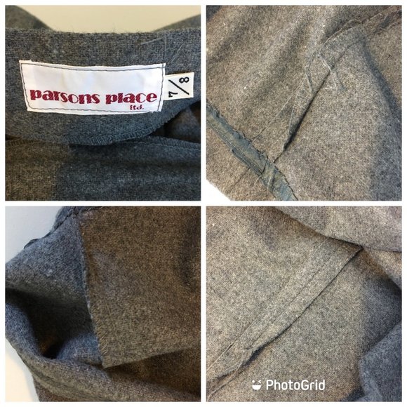 Vintage 70's Grey Minimalist Skirt, Retro Causal Work Skirt, Boho Hippie Office - Picture 3 of 10